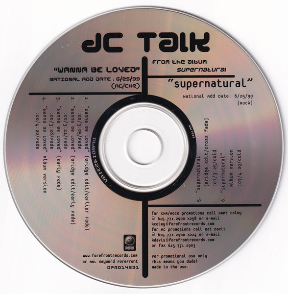 DC Talk : Wanna Be Loved / Supernatural  (CD, Single, Promo)