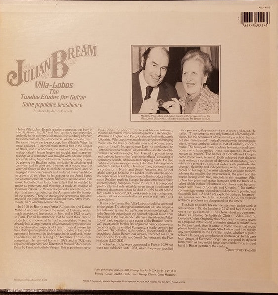 Julian Bream, Heitor Villa-Lobos : Twelve Etudes For Guitar Suite Populaire Brésilienne (LP, Gol)
