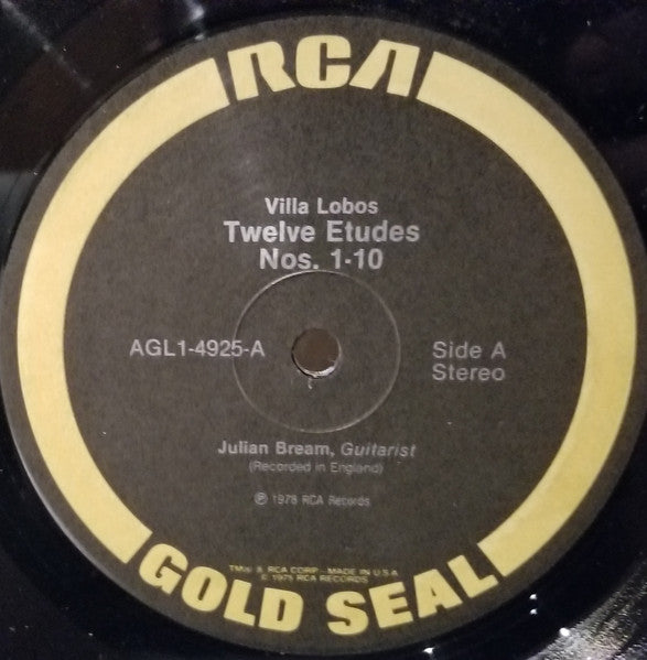 Julian Bream, Heitor Villa-Lobos : Twelve Etudes For Guitar Suite Populaire Brésilienne (LP, Gol)