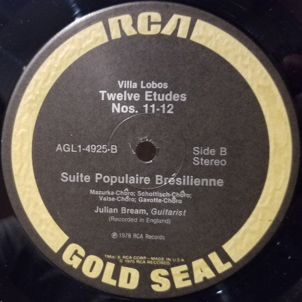 Julian Bream, Heitor Villa-Lobos : Twelve Etudes For Guitar Suite Populaire Brésilienne (LP, Gol)