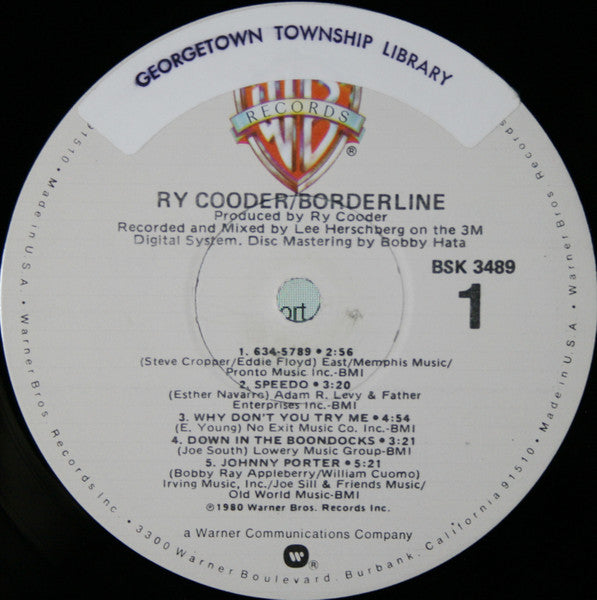 Ry Cooder : Borderline (LP, Album, Win)