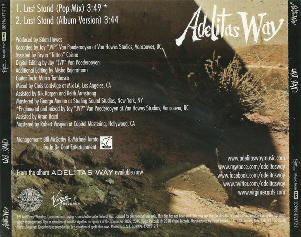 Adelitas Way : Last Stand (CD, Single, Promo)