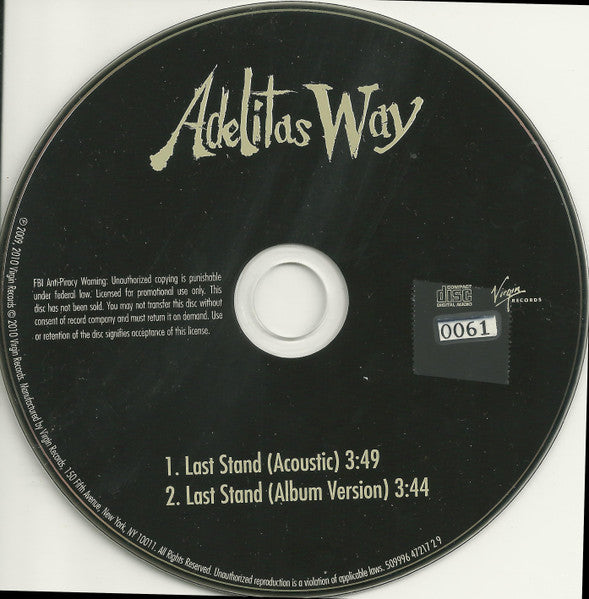 Adelitas Way : Last Stand (CD, Single, Promo)