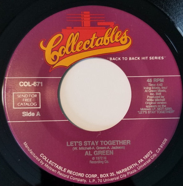 Al Green : Let's Stay Together / I've Never Found A Girl (To Love Me Like You Do) (7")