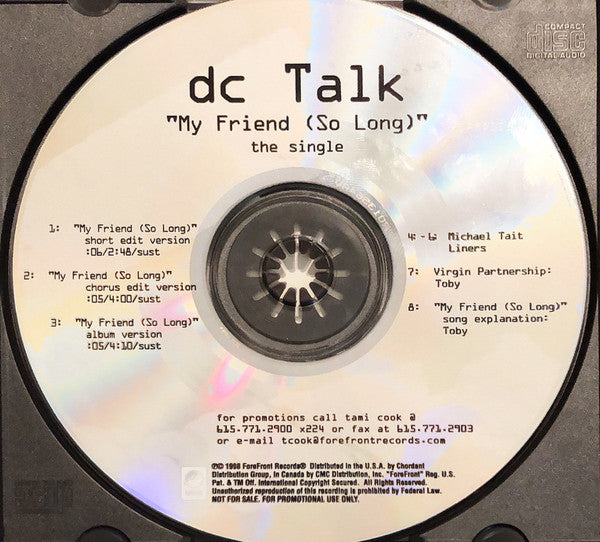 DC Talk : My Friend (So Long) The Single (CD, Single, Promo)