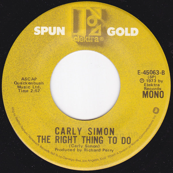 Carly Simon : You're So Vain (7", Mono, RE)