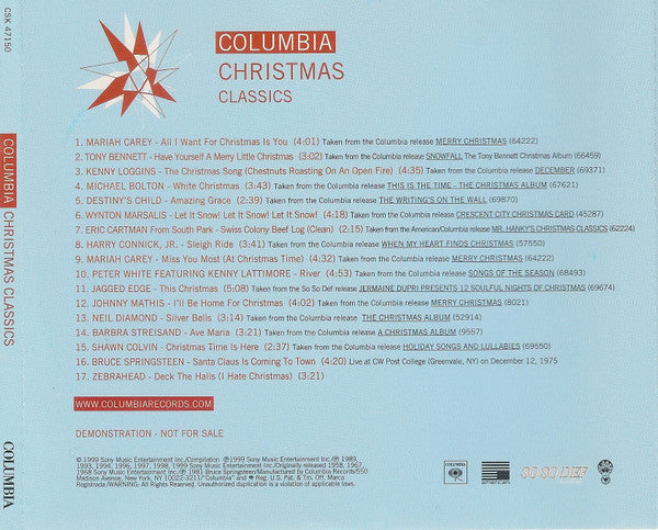 Various : Columbia Christmas Classics (CD, Comp, Promo)
