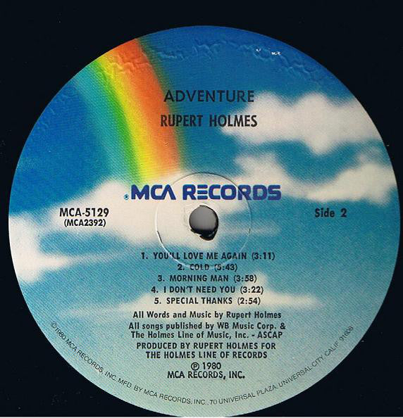 Rupert Holmes : Adventure (LP, Album, Pin)