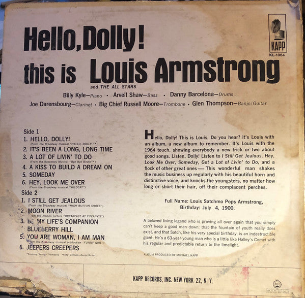 Louis Armstrong And The All-Stars* : Hello, Dolly! (LP, Album, Mono, Hol)