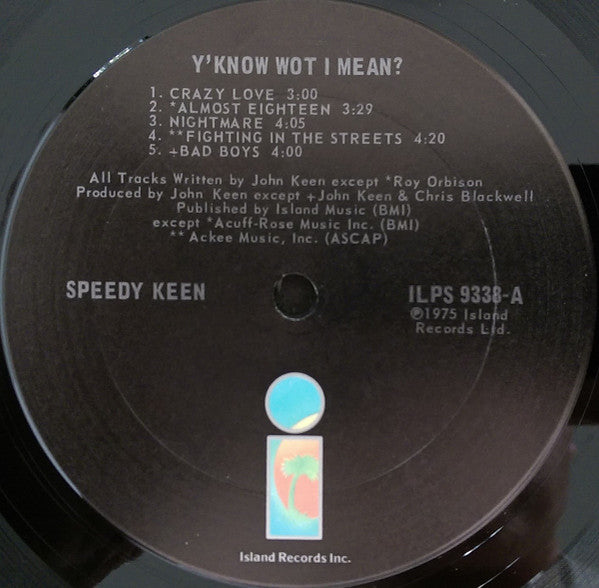 John "Speedy" Keen : Y'Know Wot I Mean? (LP, Album)