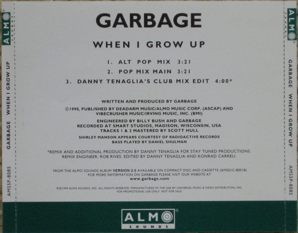 Garbage : When I Grow Up (CD, Single, Promo)