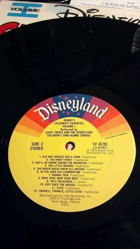 Larry Groce And The Disneyland Children's Sing-Along Chorus : Disney's Children's Favorites (Volume I) (LP)