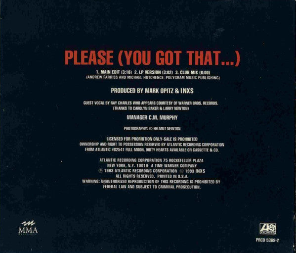 INXS : Please (You Got That...) (CD, Single, Promo)