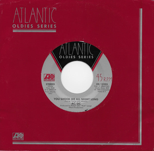 AC/DC : You Shook Me All Night Long / Back In Black (7", Single, RE, Sil)