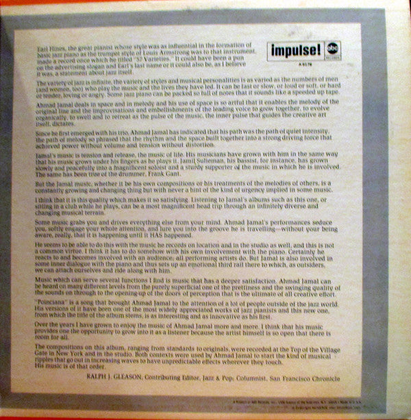 Ahmad Jamal : At The Top: Poinciana Revisited (LP, Album, Gat)