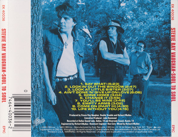 Stevie Ray Vaughan & Double Trouble : Soul To Soul (CD, Album, RE, Pit)