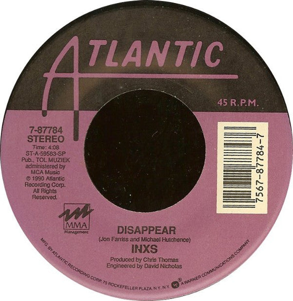 INXS : Disappear (7", Single, Spe)
