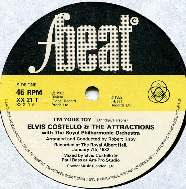 Elvis Costello & The Attractions With Royal Philharmonic Orchestra : I'm Your Toy (12", Single, Ltd)
