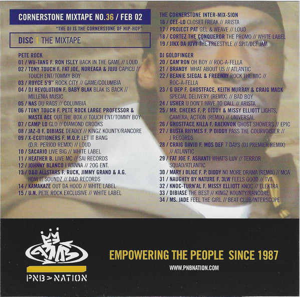 Pete Rock, DJ Goldfinger (6), Various : Cornerstone Mixtape No. 36 / Feb. 02 (CD, Mixed, Mixtape, Promo + CD, Comp, Promo)