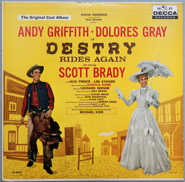 Harold Rome / Andy Griffith - Dolores Gray : Destry Rides Again (The Original Cast Album) (LP, Album, Mono, Promo, Glo)