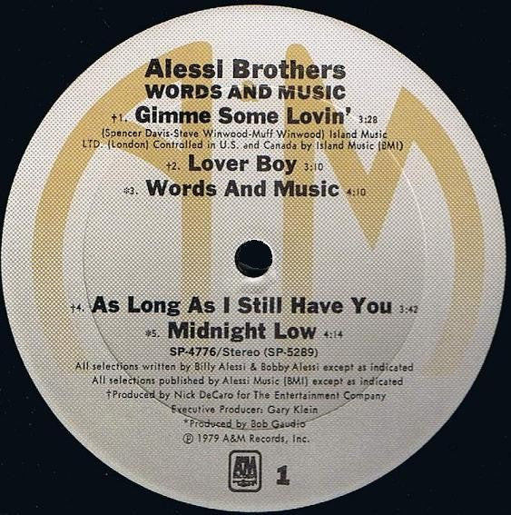 Alessi : Words And Music (LP, Album, San)