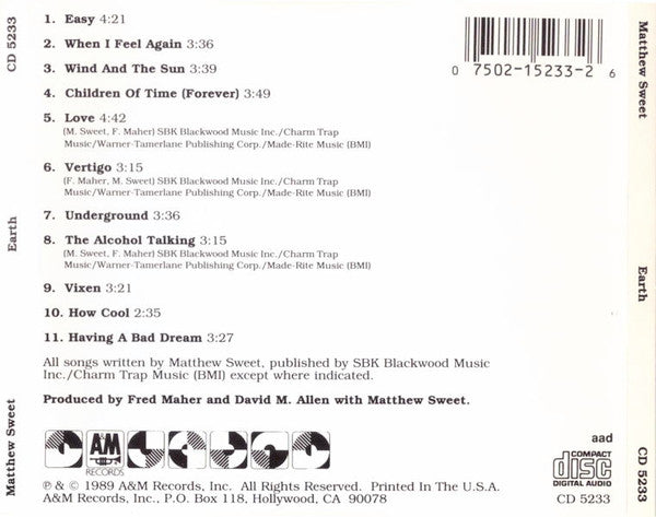 Matthew Sweet : Earth (CD, Album)