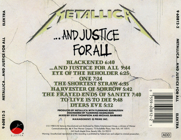 Metallica : ...And Justice For All (CD, Album, RE, RM, RP, WEA)