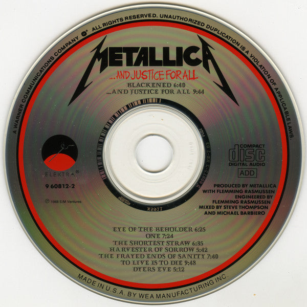 Metallica : ...And Justice For All (CD, Album, RE, RM, RP, WEA)