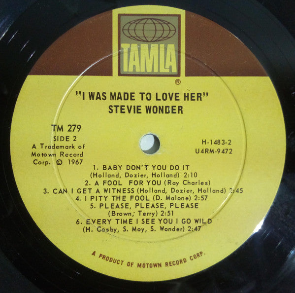 Stevie Wonder : I Was Made To Love Her (LP, Album, Mono, RP, Ind)