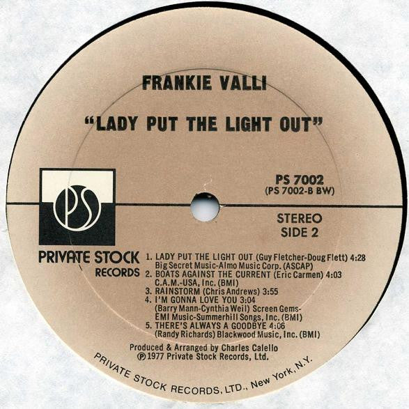 Frankie Valli : Lady Put The Light Out (LP, Album, Bes)