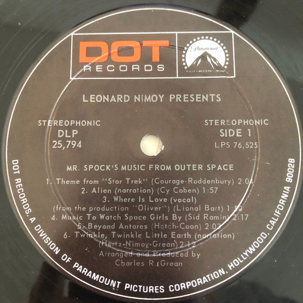 Leonard Nimoy : Presents Mr. Spock's Music From Outer Space (LP, Album)