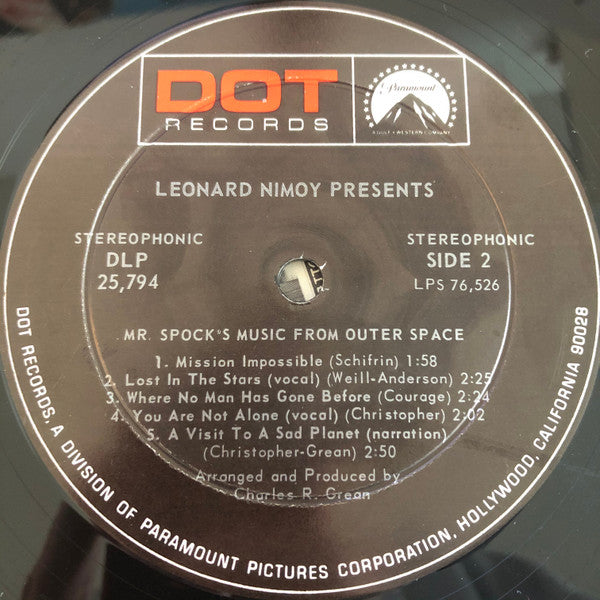 Leonard Nimoy : Presents Mr. Spock's Music From Outer Space (LP, Album)