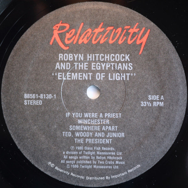 Robyn Hitchcock And The Egyptians* : Element Of Light (LP, Album)