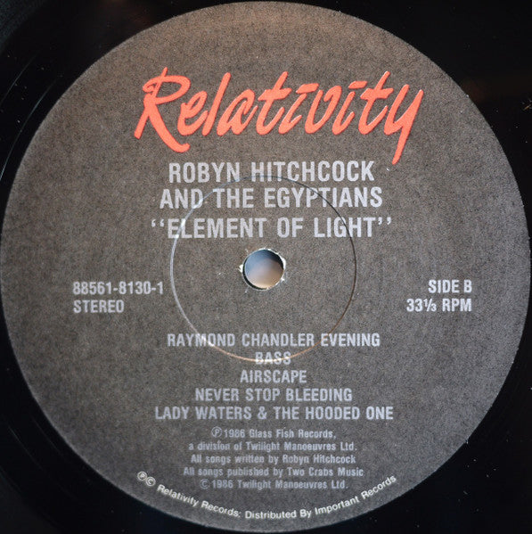 Robyn Hitchcock And The Egyptians* : Element Of Light (LP, Album)