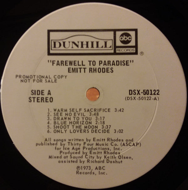 Emitt Rhodes : Farewell To Paradise (LP, Album, Promo, Gat)