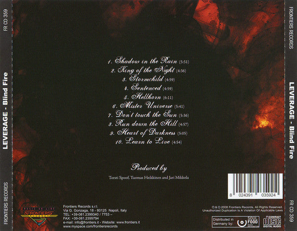 Leverage : Blind Fire (CD, Album)