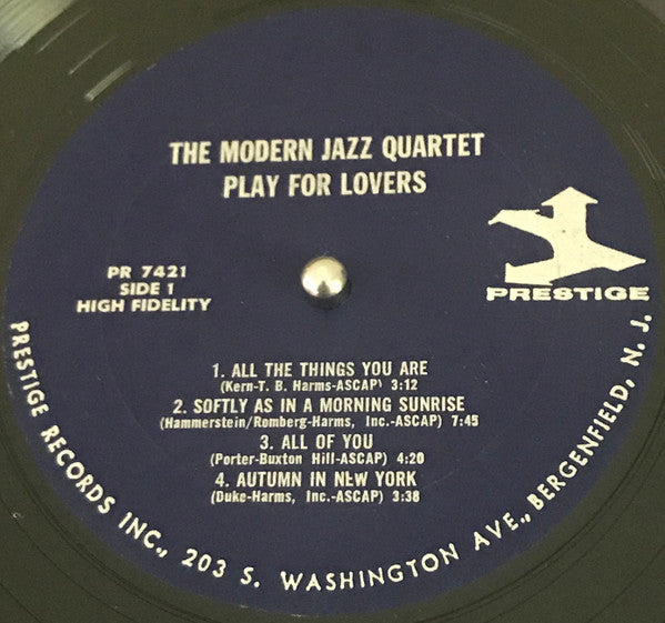 The Modern Jazz Quartet : Plays For Lovers (LP, Comp, Mono)