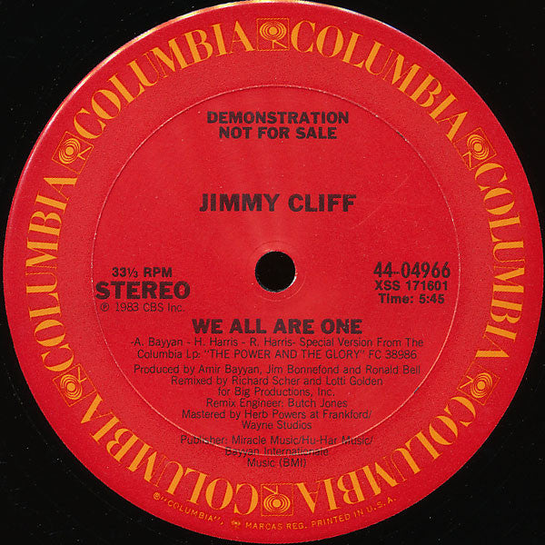 Jimmy Cliff : We All Are One (12", Promo)