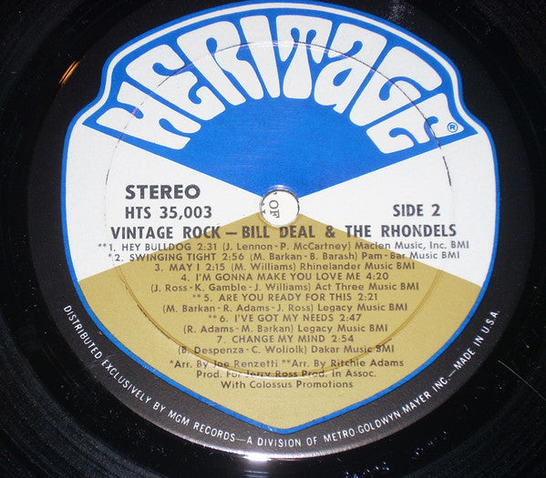 Bill Deal And The Rhondels : Vintage Rock (LP, Album)