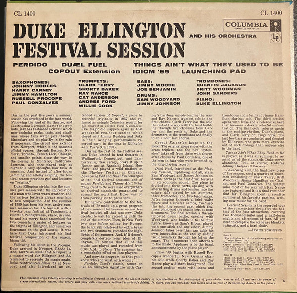 Duke Ellington And His Orchestra : Festival Session (LP, Album, Mono)