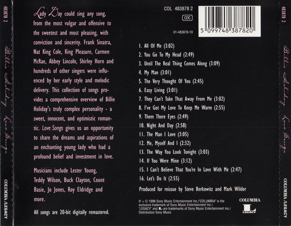 Billie Holiday : Love Songs (CD, Comp, RE)