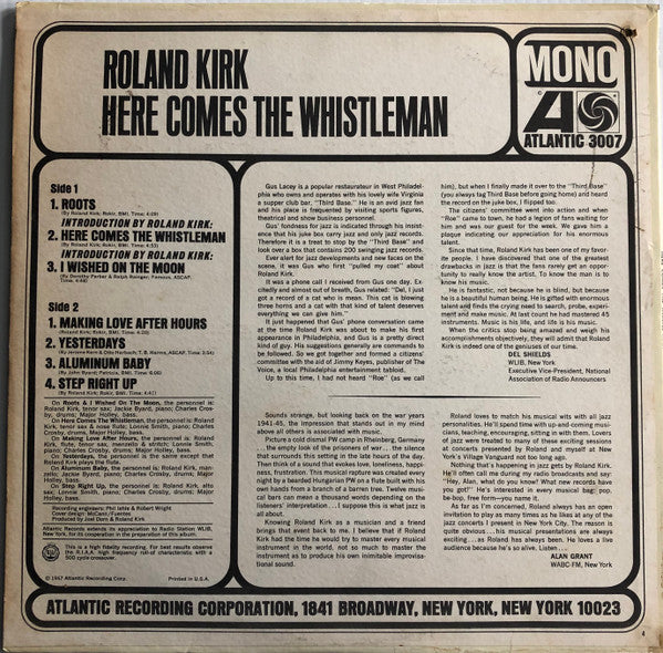 Roland Kirk : Here Comes The Whistleman (LP, Album, Mono, Ter)
