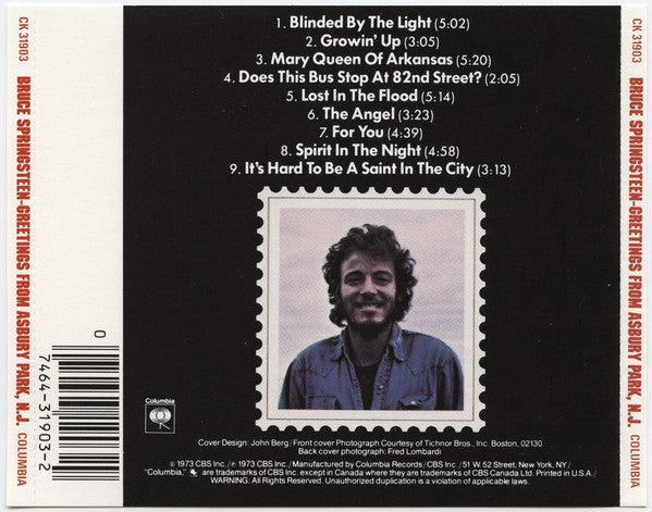 Bruce Springsteen : Greetings From Asbury Park, N.J. (CD, Album, RE)
