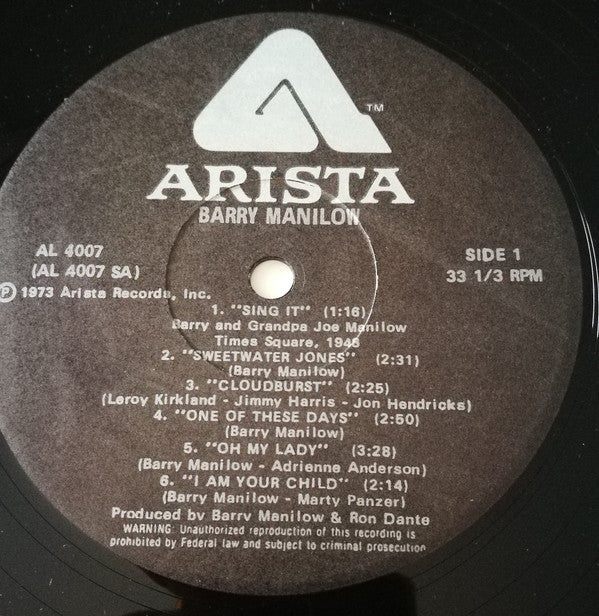 Barry Manilow : Barry Manilow I (LP, Album, RE, Ric)