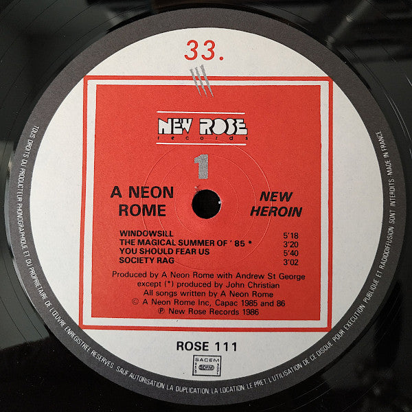 A Neon Rome : New Heroin (LP, Album)