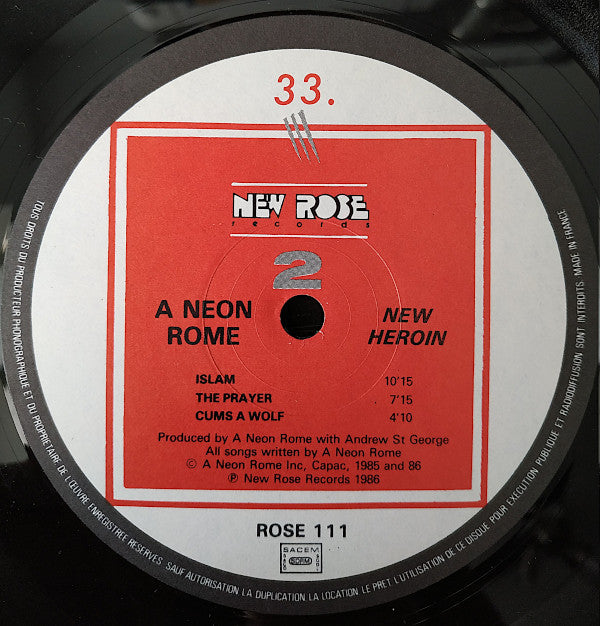 A Neon Rome : New Heroin (LP, Album)