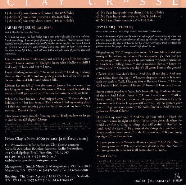 Clay Crosse : Arms Of Jesus / No Fear (CD, Single, Promo)