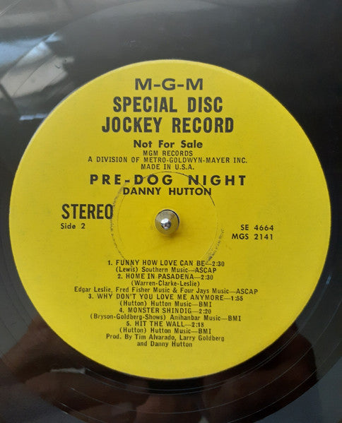 Danny Hutton : Pre-Dog Night (LP, Comp, Promo)