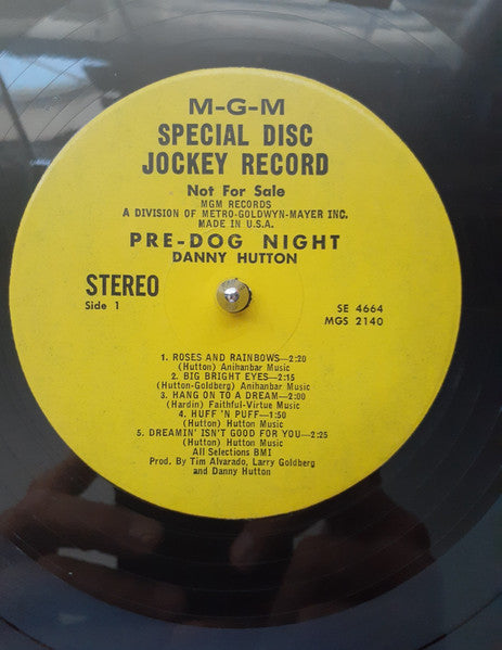 Danny Hutton : Pre-Dog Night (LP, Comp, Promo)
