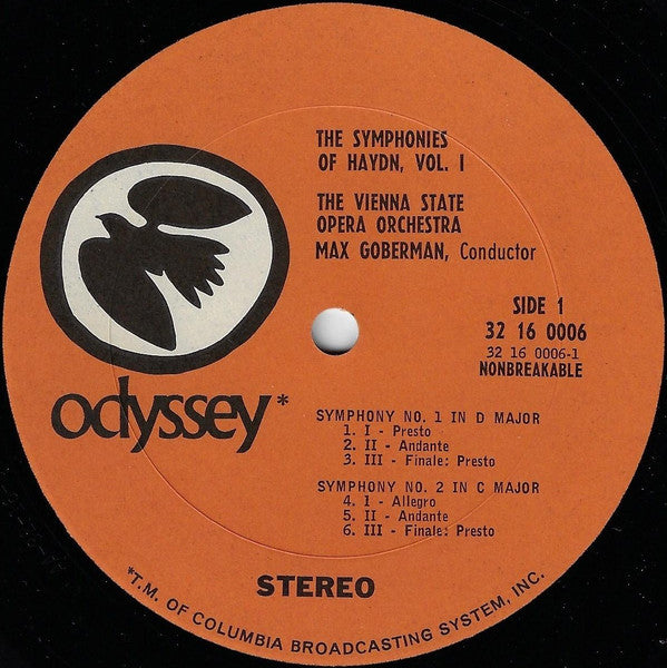 Joseph Haydn / Max Goberman, Orchester Der Wiener Staatsoper : The Symphonies Of Haydn Vol. 1 (Symphony No. 1 In D / Symphony No. 2 In C / Symphony No. 3 In G / Overture To "Lo Speziale") (LP, Comp)